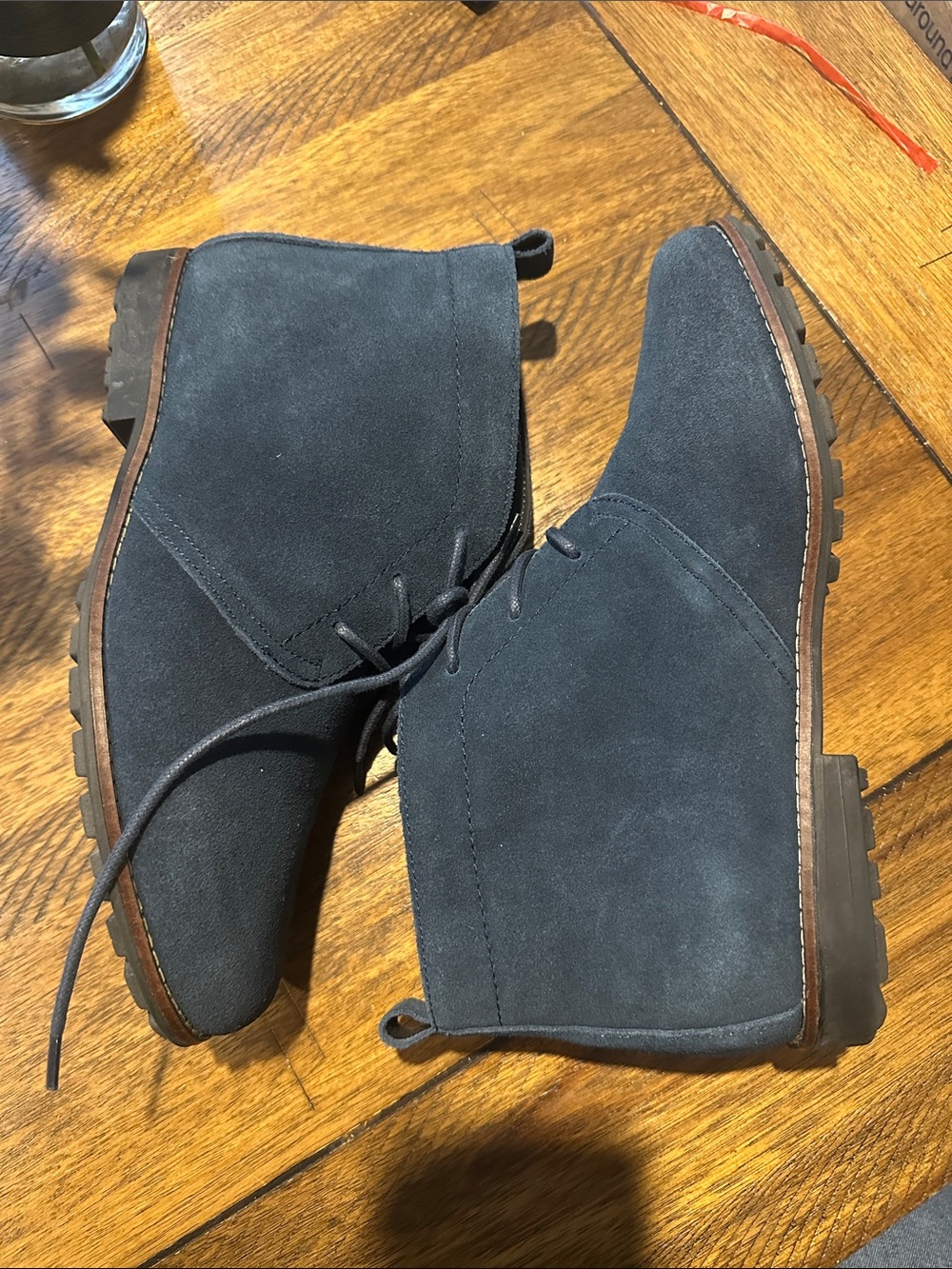 White Mountain Navy Suede Ankle Booties